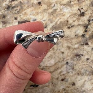Elegant Pandora Silver Bow Ring